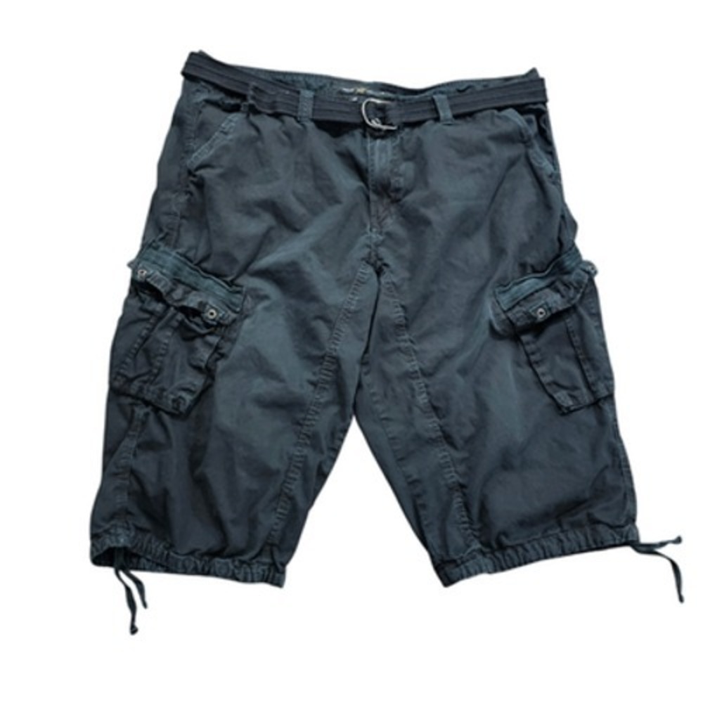 XRAY JEANS Men's Size 44 Cargo Shorts Black Belted Drawstrings Cotton Relaxed